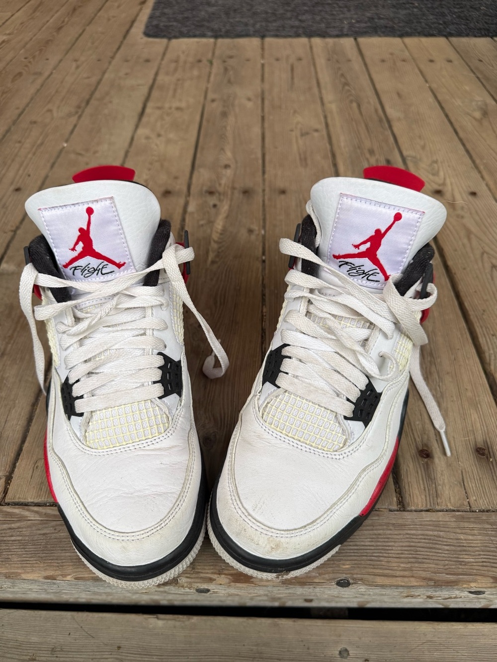 Nike White Red Black Air Jordan 4 Sneakers